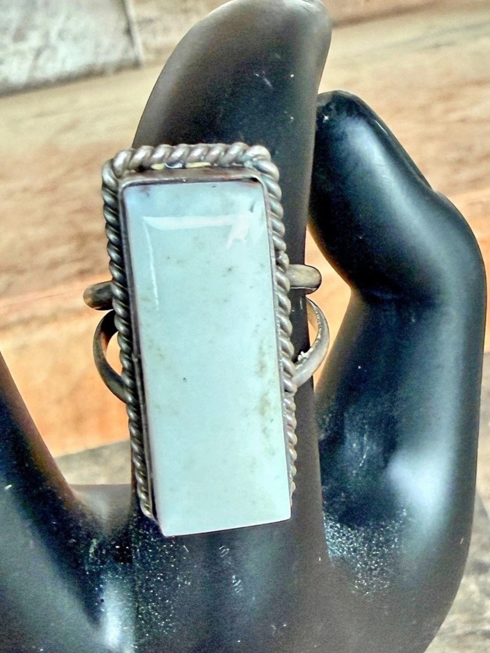 White Buffalo Rectangular Stone Statement Ring
